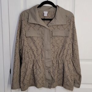 Chico's Pieced Eyelet Jacket Size 12/14